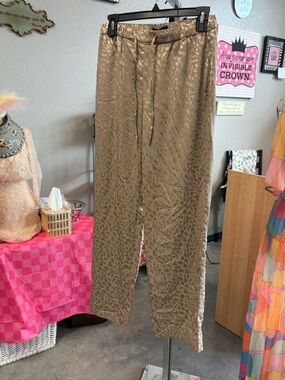 Banana Republic Tan Leopard-Print Drawstring Casual Pants